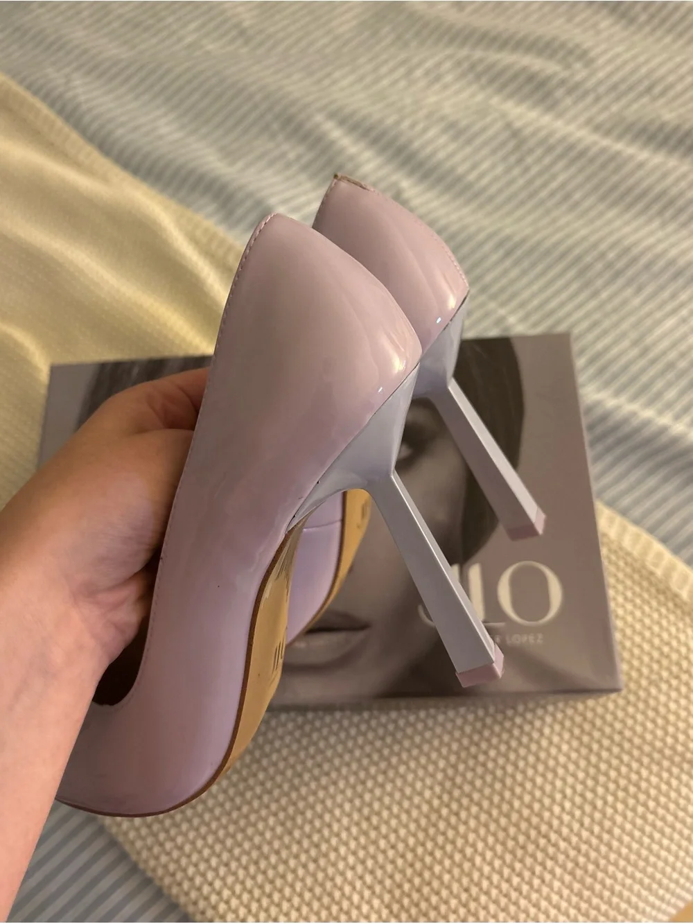 Jennifer Lopez Lavender Patent Pointed-Toe Pumps